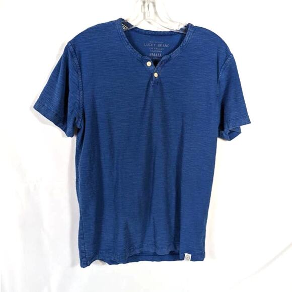 LUCKY BRAND S Henley Short Sleeve Blue - Picture 1 of 5
